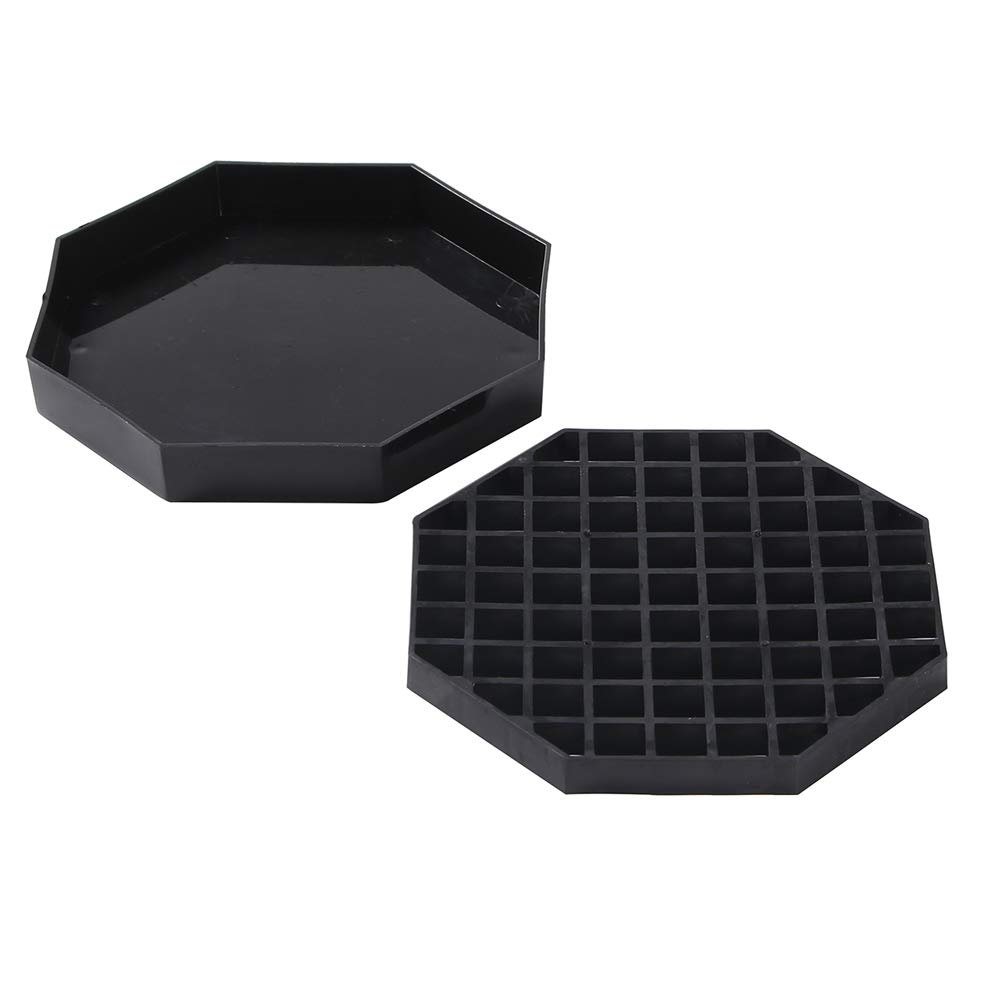 Restaurantware Octagon Drip Tray, Black Plastic, 5 Inch x 5 Inch, 1 Removable Grate, Dishwasher Safe, For Beverages