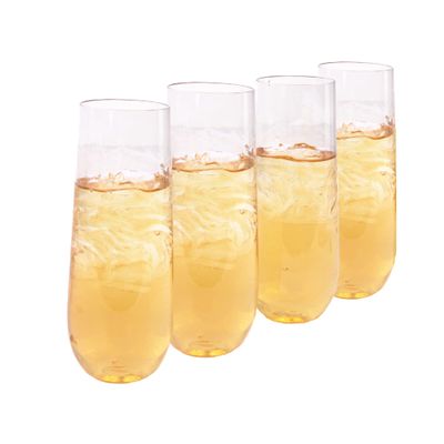EcoQuality 9 oz Stemless Clear Plastic Champagne Glass, Unbreakable Elegant and Reusable Champagne Flute Ideal for Celebrating in Style, Toasting Glasses for Indoors or Outdoors (36)