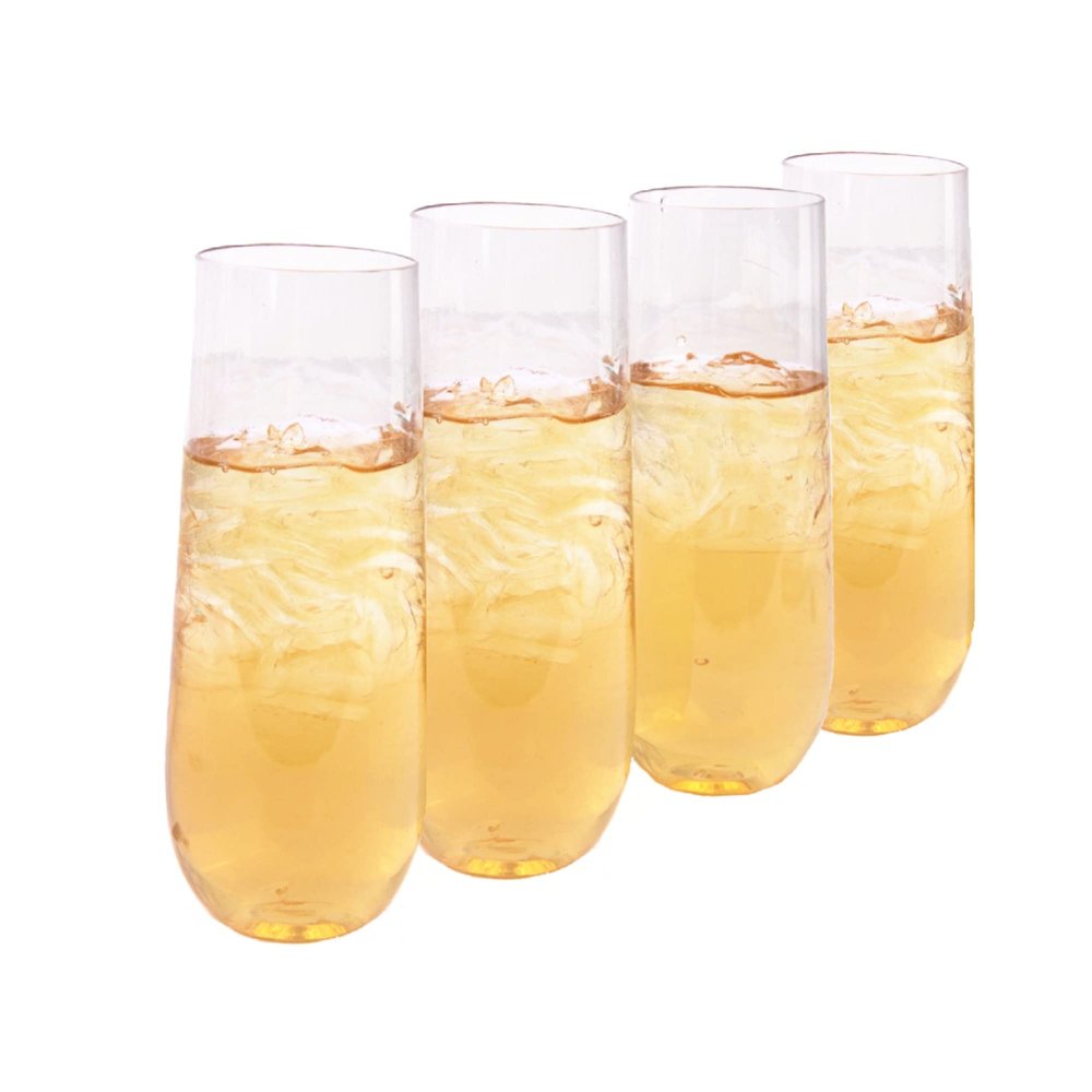EcoQuality 9 oz Stemless Clear Plastic Champagne Glass, Unbreakable Elegant and Reusable Champagne Flute Ideal for Celebrating in Style, Toasting Glasses for Indoors or Outdoors (36)