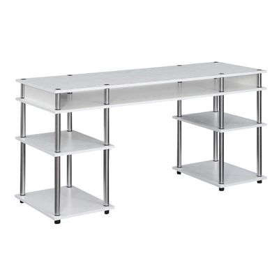 Convenience Concepts Designs2Go No Tools Deluxe Student Desk with Shelves, 60", White