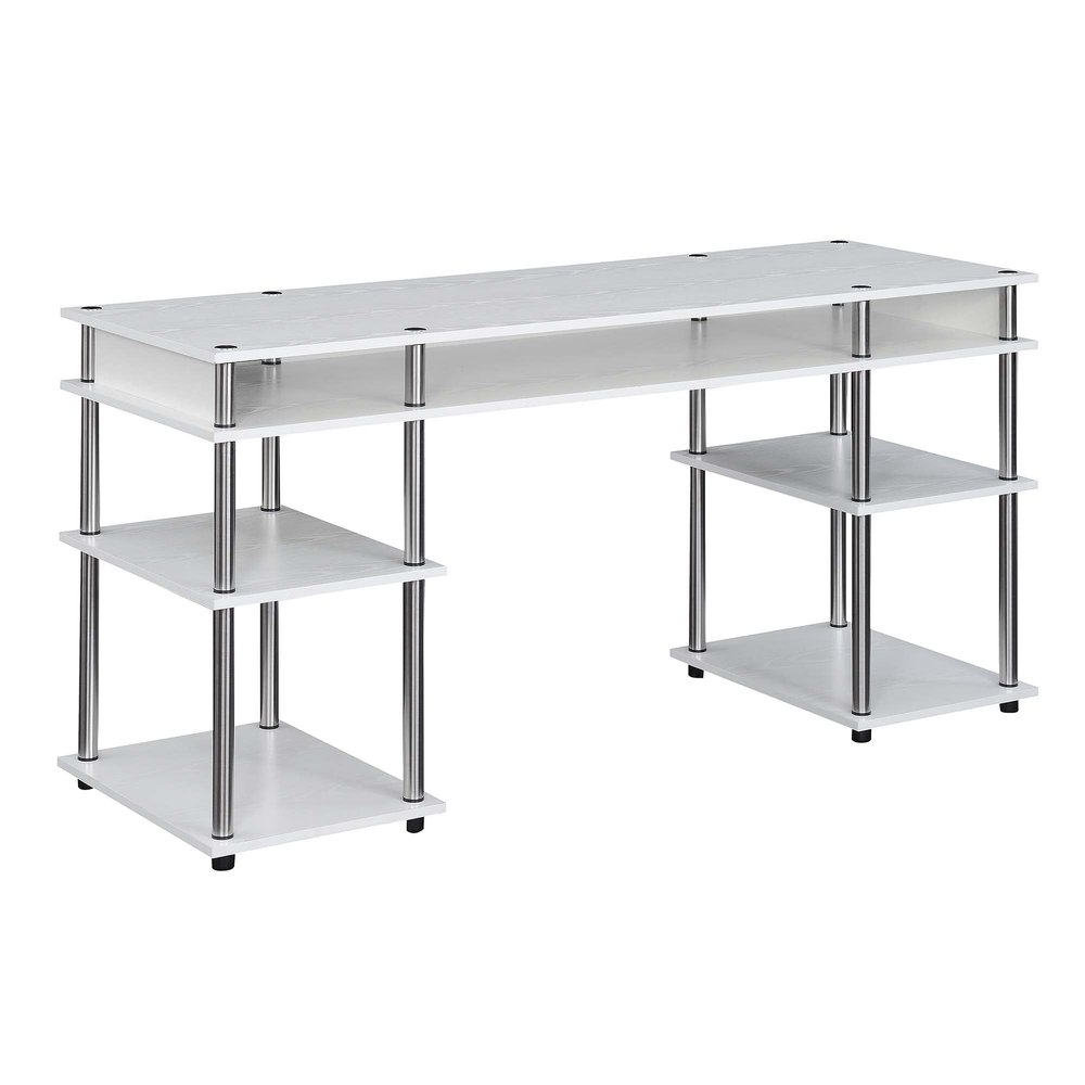 Convenience Concepts Designs2Go No Tools Deluxe Student Desk with Shelves, 60", White