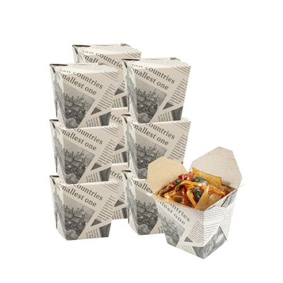 Restaurantware Bio Tek 4 x 3.5 x 4 Inch Food Containers 25 Durable Noodle Boxes - Disposable Sustainable Newsprint Paper 26-Ounce Takeout Boxes Square For Takeouts And Delivery Or Picnics