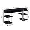 Convenience Concepts Designs2Go No Tools Deluxe Student Desk with Shelves, 60", Black view 3