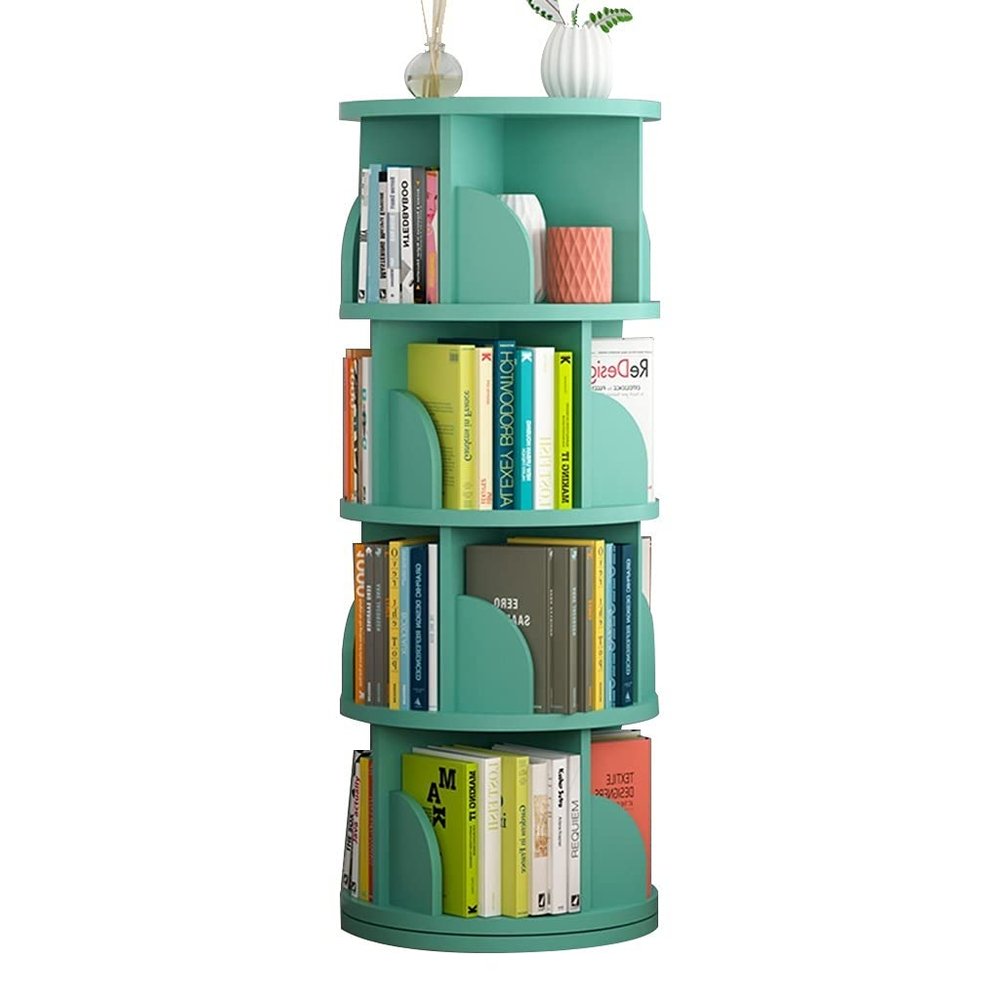 Bookcases 360Rotating Bookshelf, Children's Large-Capacity, Cultivate Children's Interest in Reading, Make Children Fall in Love with Reading (Color : Green, Size : 4 Layers (46126cm))