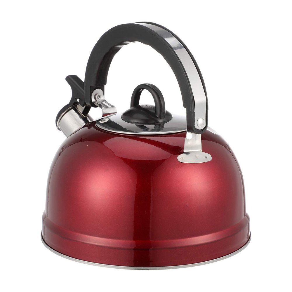 OSALADI Tea Kettle Stovetop Whistling Tea Kettle Stainless Steel Teapot Teakettle for Stovetop Induction Stove Top Fast Boiling Heat Water Pot 3L Red Loud Whistling Teapot