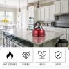 OSALADI Tea Kettle Stovetop Whistling Tea Kettle Stainless Steel Teapot Teakettle for Stovetop Induction Stove Top Fast Boiling Heat Water Pot 3L Red Loud Whistling Teapot view 3