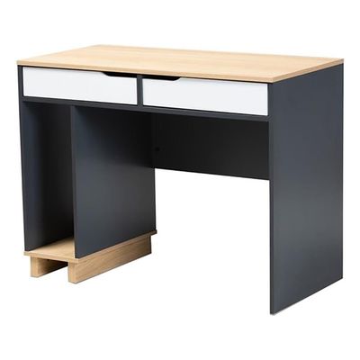 BOWERY HILL Modern 2-Drawer Engineered Wood Computer Desk in Gray/Oak