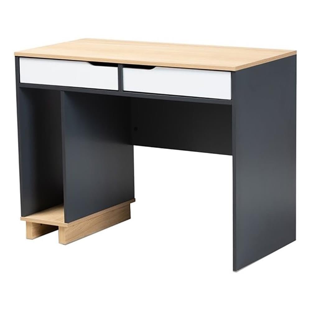 BOWERY HILL Modern 2-Drawer Engineered Wood Computer Desk in Gray/Oak