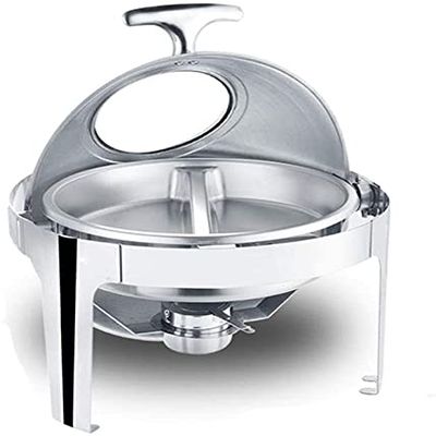 JINCAN Stainless Steel Chafing Dish, Round Buffet Servers Artisan Stainless Steel Round Buffet Chafer Weddings Parties Banquets Catering Events (Color : C-6l)