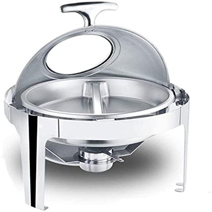 JINCAN Stainless Steel Chafing Dish, Round Buffet Servers Artisan Stainless Steel Round Buffet Chafer Weddings Parties Banquets Catering Events (Color : C-6l)