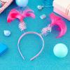 WILLBOND 6 Pcs Pom Pom Headbands Tinsel Wrapped Crazy Headwear Hair Accessories for Spirit Week Carnival Bachelorette(Pink) view 4