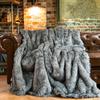 BATTILO HOME Wolf Faux Fur Blanket, Extra Large Fox Fur Throw Blankets for Couch, Bed, Super Soft, Fluffy, Eelegant, Grey with Black Tips Blanket Reversible to Plush Velvet, (Grey, 60"x80") view 2