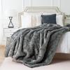 BATTILO HOME Wolf Faux Fur Blanket, Extra Large Fox Fur Throw Blankets for Couch, Bed, Super Soft, Fluffy, Eelegant, Grey with Black Tips Blanket Reversible to Plush Velvet, (Grey, 60"x80") view 3