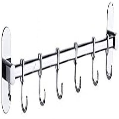 qiuqiu Kitchen Utensil Wall Mounted, Hanger Organizer, Hanging Rail Rack, Pan Pot Rack, Lid Holder, Nail Free Stainless Steel Multipurpose Hanger Hooks for Kitchen Tools, Pot, Towel -40cm