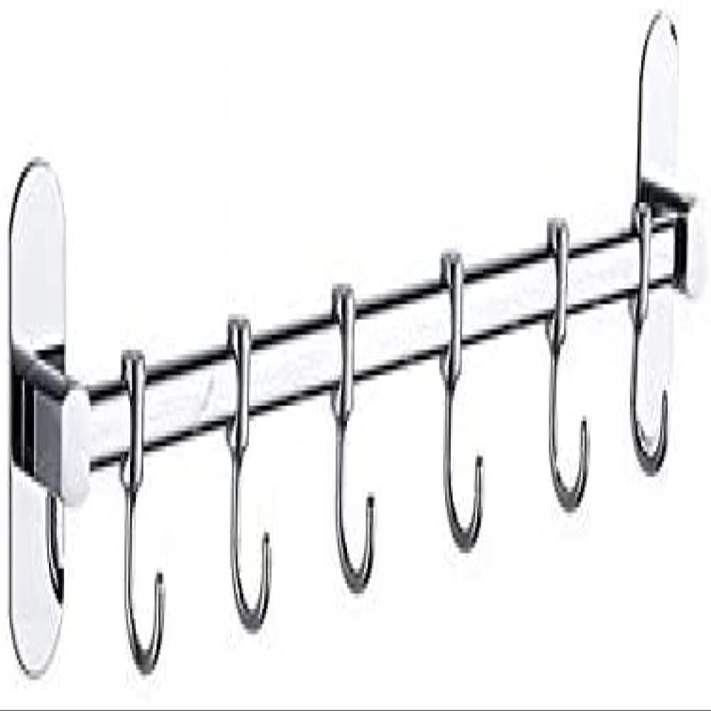 qiuqiu Kitchen Utensil Wall Mounted, Hanger Organizer, Hanging Rail Rack, Pan Pot Rack, Lid Holder, Nail Free Stainless Steel Multipurpose Hanger Hooks for Kitchen Tools, Pot, Towel -40cm