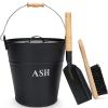 Ash Bucket with Lid, Shovel, and Broom - 3.5-Gallon Metal Ash Can for Fireplaces, Wood Stoves, and Fire Pits view 1