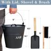 Ash Bucket with Lid, Shovel, and Broom - 3.5-Gallon Metal Ash Can for Fireplaces, Wood Stoves, and Fire Pits view 4