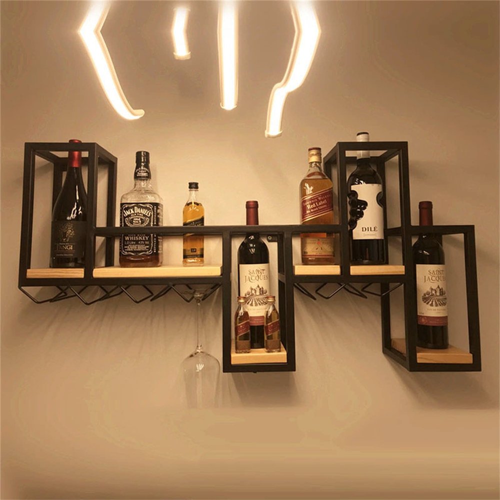 CGF- Mounted Wine Racks Wine Rack, Wall Mounted Pine Wine Rack, Wine Bottle Holder Towel Rack, Wine Bottle Rack Holder Shelf Rustic Wood Wall Wine Rack (Red Wine Rack) 37.4in