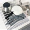 Surpahs 20.5 x 15.5 Inch Roll-Up Dish Drying Rack, Fits Across Sink Openings up to 19.5 Inches, Heavy-Duty Premium Silicone, Strong Support, Non-Slip, Heat-Resistant, Warm Gray view 3