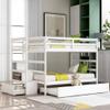 AOCHUANG Soild Wood Full Over Full Bunk Bed with Twin Size Trundle, Storage Shelf, and Drawer, Full Over Full Bunk Bed for Kids/Teens/Adults, No Box Spring Needed (White) view 1