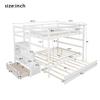 AOCHUANG Soild Wood Full Over Full Bunk Bed with Twin Size Trundle, Storage Shelf, and Drawer, Full Over Full Bunk Bed for Kids/Teens/Adults, No Box Spring Needed (White) view 2