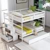 AOCHUANG Soild Wood Full Over Full Bunk Bed with Twin Size Trundle, Storage Shelf, and Drawer, Full Over Full Bunk Bed for Kids/Teens/Adults, No Box Spring Needed (White) view 3