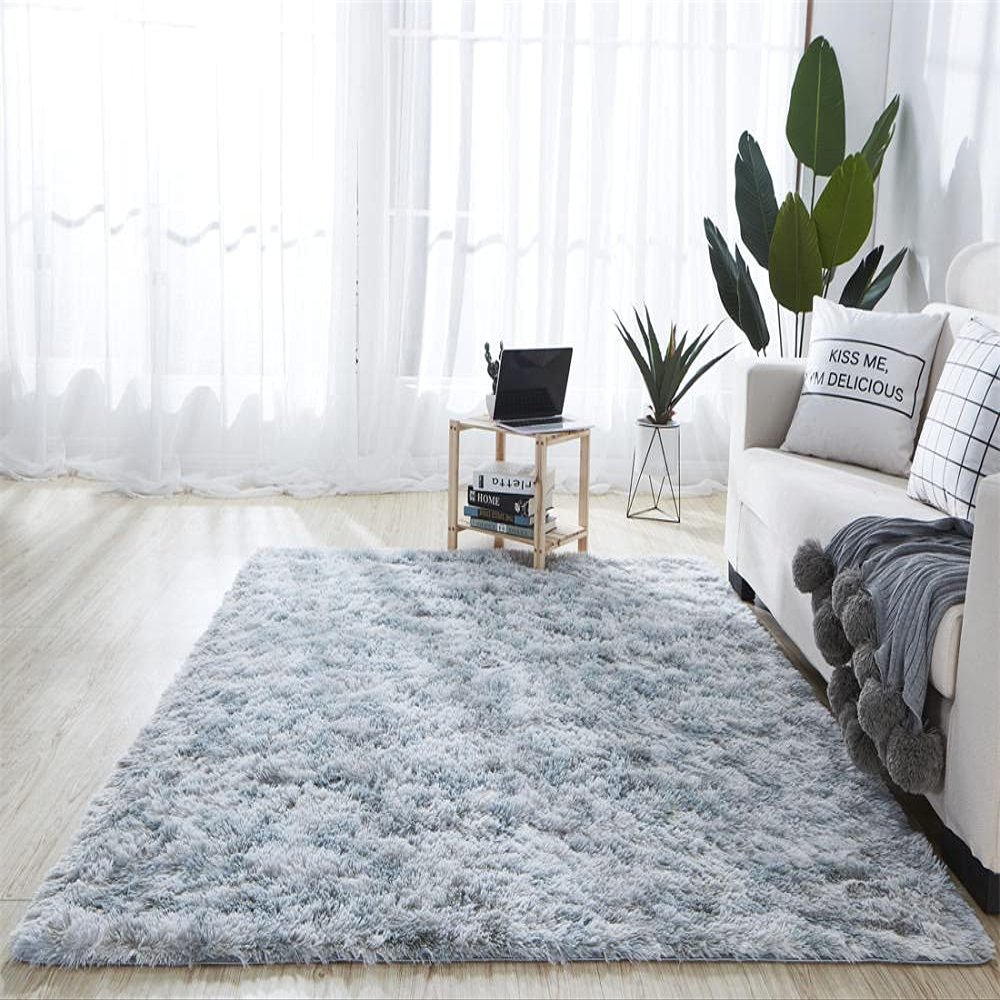 Carpets Tie-Dyeing Plush Soft Carpets for Bedroom Living Room Anti-Slip Floor Mats Kids Room Carpet Rugs Light Grey 31235 inchs(80600cm)