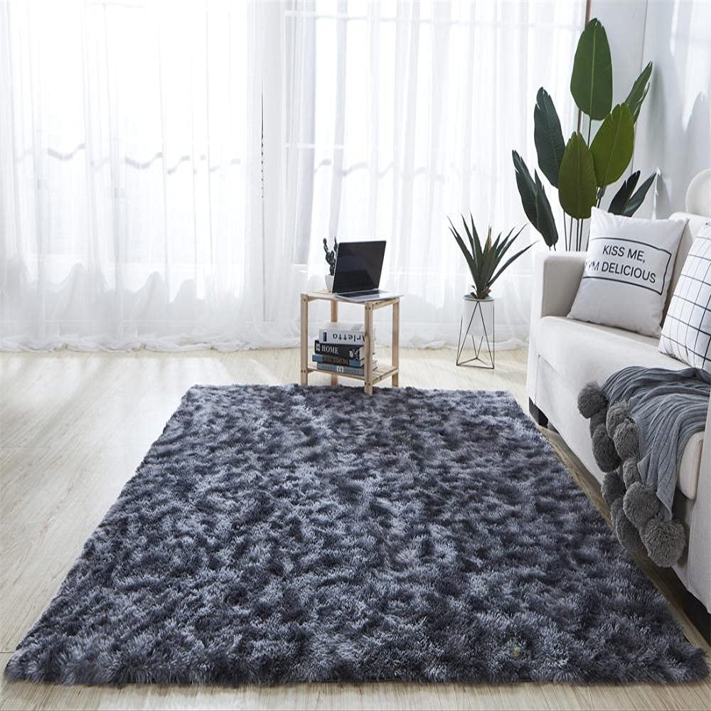 Carpets Tie-Dyeing Plush Soft Carpets for Bedroom Living Room Anti-Slip Floor Mats Kids Room Carpet Rugs Dark Gray 3158 inchs(80150cm)