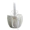 BridalThin Bow and Rhinestone Basket Flower Girl Heart-shape Decor Basket Ring Bearer Basket for Wedding Party Decoration view 1