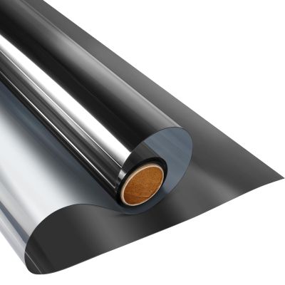 KESPEN Window Film One Way Daytime Privacy Static Cling Sun Blocking Anti UV Reflective Window Tint for Home and Office, Black-Silver, 29.5 Inch X 6.5 Feet