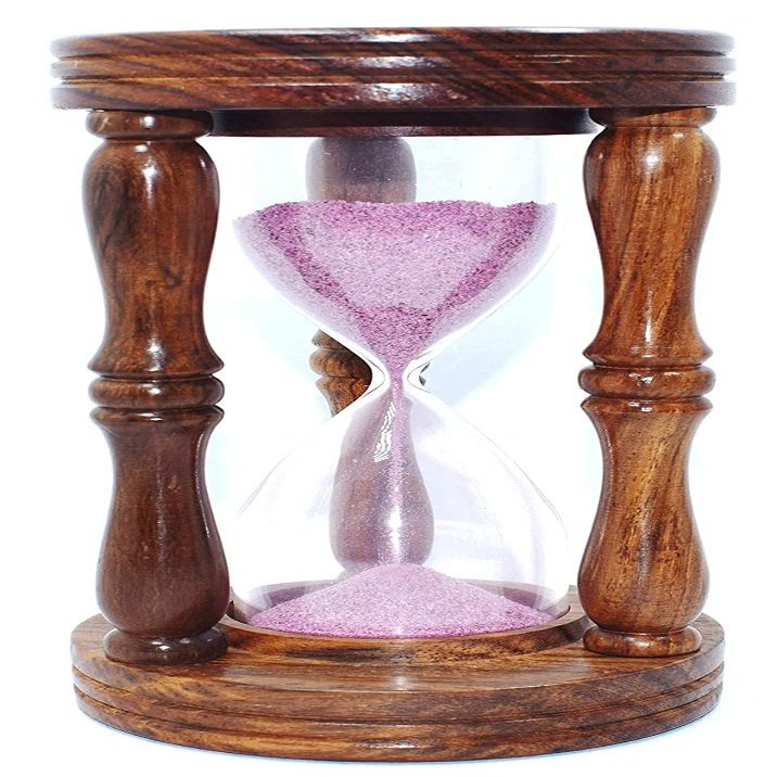 Fakhr Wood Handicrafts Wooden Sand Timer Approx 1 Mint | Wooden Timer Stand - Dimension: Length 2.5 inch Width 2.5 inch Height 4 inch