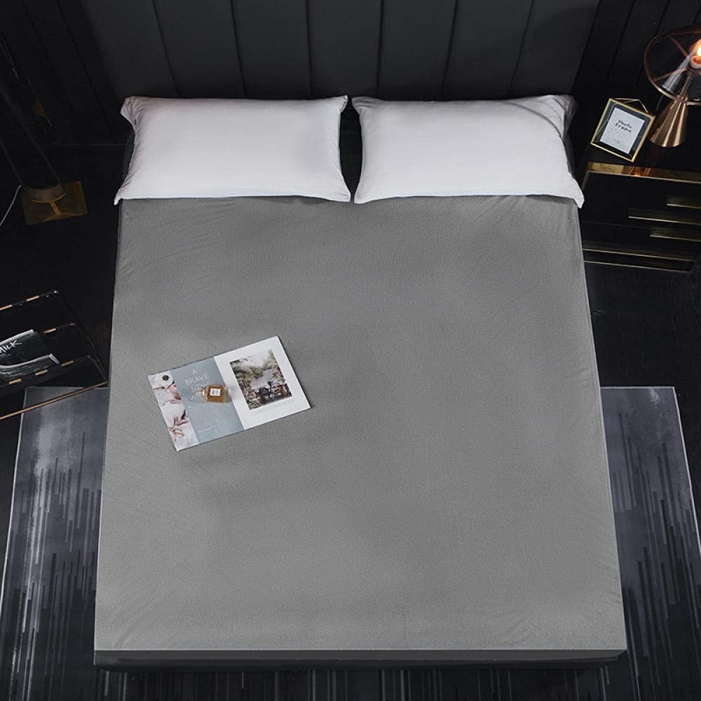 CFYCYHDZHT Bed Cover Room Kids Pure Color Waterproof Urinary Deep Pocket Fitted Sheets,Hotel Homestay Non Slip Mattress Protector Grey 100cmX200cmX30cm