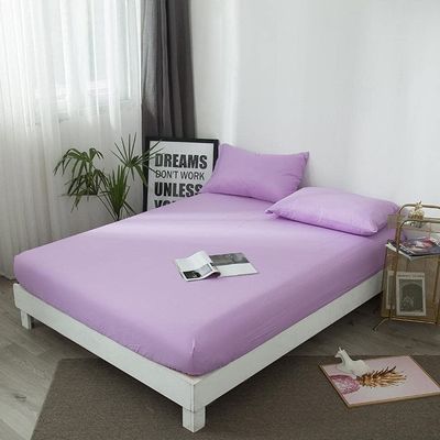 CFYCYHDZHT Bedding Fitted Sheet Thickened Solid Color Brushed Fitted Sheets, Hotel Homestay Single Double King Size Mattress Protector Purple 200220cm+25cm