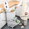 XYEJL Kitchen Garbage Bin Large Capacity Home Kitchen Living Room Plastic with Lid Pulley Moving Garbage Waste Bins Vertical Recycle Compartment Design,White view 3