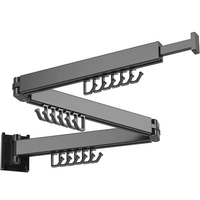 CHENGNAN Wall Mounted Folding Clothes Drying Rack Retractable Collapsible with Towel Bar Strong Load-Bearing Easy to Install