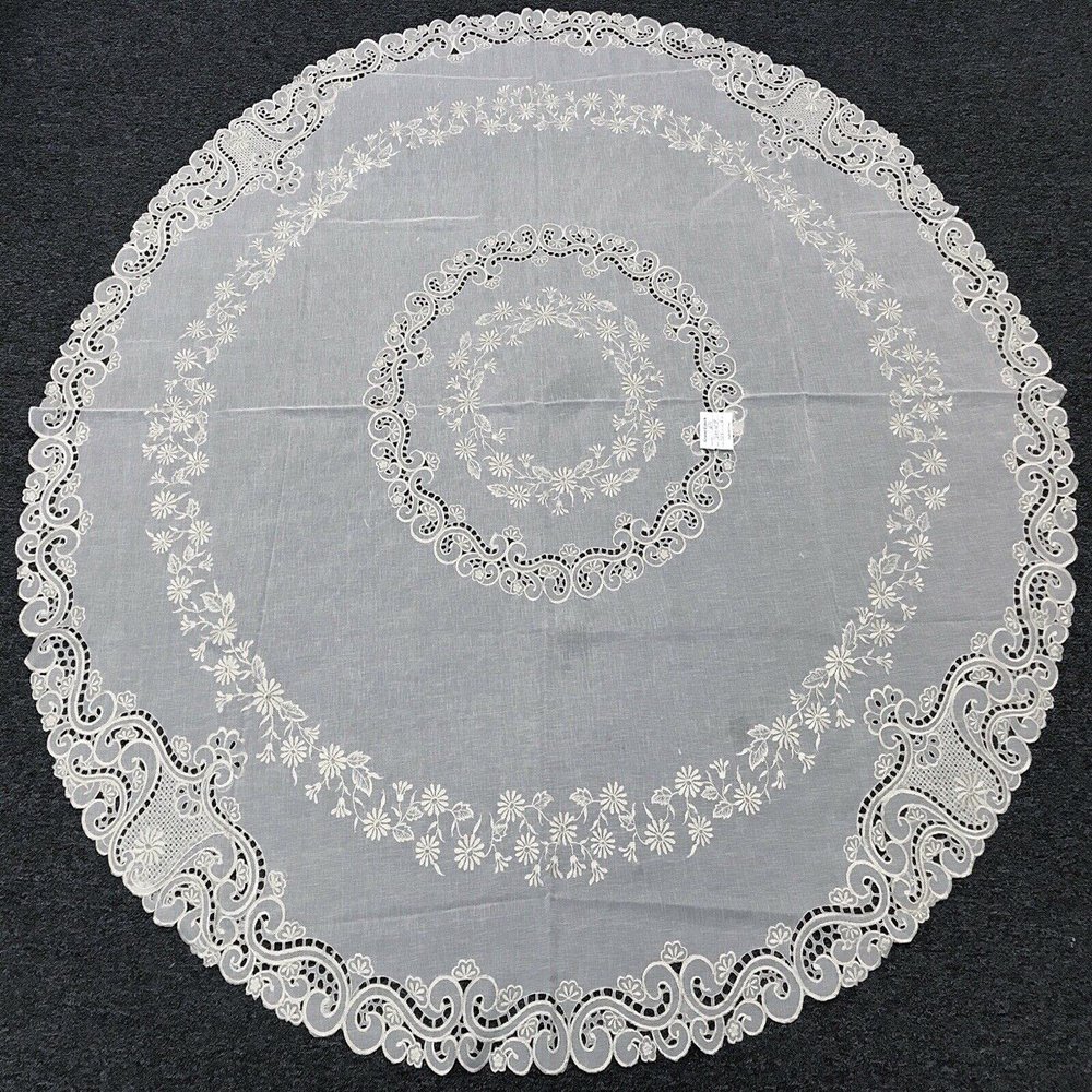 70" Round Embroidery Organza Napkins White Wedding Bridal Party Tablecloth