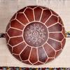 ARTOUARZAZATE Premium Moroccan Leather Ottoman Pouf Cover, Ottoman Footstool Hassock 100% Real Natural Leather pouffe, Home Gifts, Wedding Gifts, Foot Stool (Dark Brown) view 4