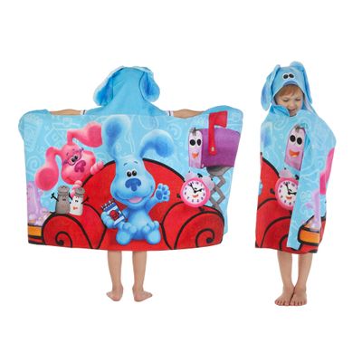 Blues Clues Bath/Pool/Beach Soft Cotton Terry Hooded Towel Wrap, 24 in x 50 in, By Franco Kids