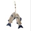 Set of 2 Hanging Nautical Wooden Fish Wall Sculpture 10''H Hand Carved Nautical Decorated Mediterranean Style Rustic Wood Fishing Beach Themed Wall Decor view 1