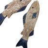Set of 2 Hanging Nautical Wooden Fish Wall Sculpture 10''H Hand Carved Nautical Decorated Mediterranean Style Rustic Wood Fishing Beach Themed Wall Decor view 2