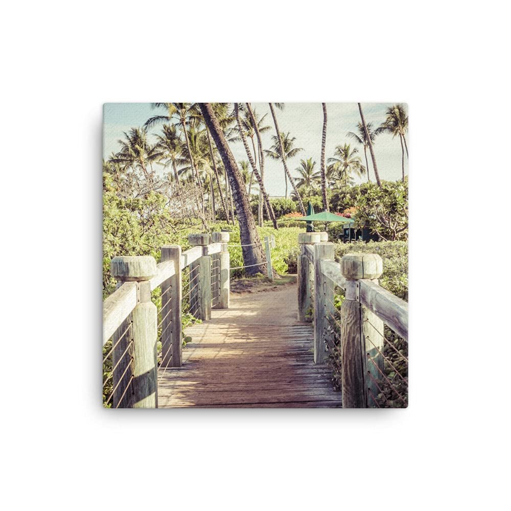 12x12 Maui Wailea Beach Path Canvas Print: Hawaii Boardwalk Wall Art Gift, Hawaiian Coastal Home Decor Picture, Tropical Photo for Office Living Room or Bedroom, Paul Velgos Fine Art Photography