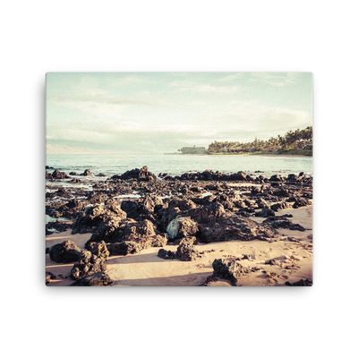 16x20 Maui Keawakapu Beach Canvas Wall Art: Kihei Hawaii Retro Home Decor Artwork, Hawaiian Coastal Photo Print for Office Living Room or Bedroom, Fine Art Photography