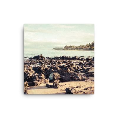 12x12 Maui Keawakapu Beach Canvas Wall Art: Kihei Hawaii Retro Home Decor Artwork, Hawaiian Coastal Photo Print for Office Living Room or Bedroom, Fine Art Photography