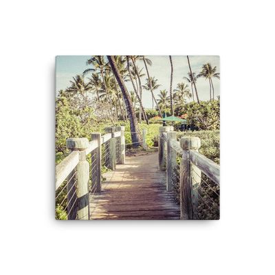 16x16 Maui Wailea Beach Path Canvas Print: Hawaii Boardwalk Wall Art Gift, Hawaiian Coastal Home Decor Picture, Tropical Photo for Office Living Room or Bedroom, Paul Velgos Fine Art Photography