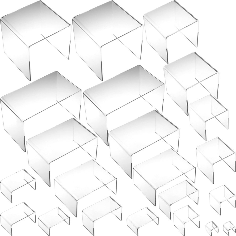 FindingKing Clear Acrylic Risers For Jewelry Showcase Display Stands Kit 22 Pcs