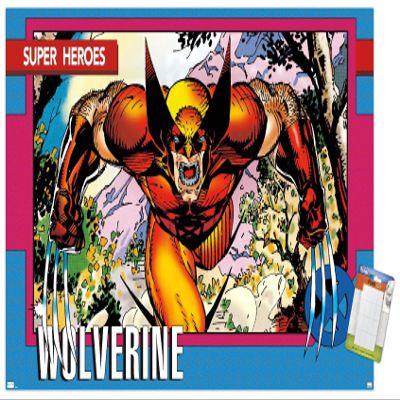 Marvel Comics Wolverine - Trading Card Wall Poster, 34L x 22.4W, Premium Poster & Mount Bundle