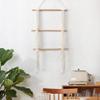 3-Tier Macrame Wood Decorative Hanging Wall Towel Blanket Shelf, Bathroom Storage Toilet Paper Display Rack, Farmhouse Towel Holder for Kitchen, Bathroom, Bedroom, Entryway (Beige) view 2