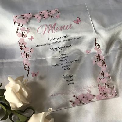 Acrylic Wedding Invitation Rose Flowers,Pink Floral Wedding invite,Custom Acrylic Invitations,Acrylic Wedding Menu,Anniversary Invitation,10pcs