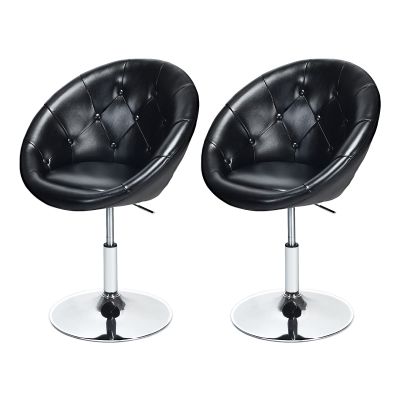 WATERJOY Swivel Vanity Chair with Back, Modern Height Adjustable Makeup Chair with Chrome Frame for Lounge Pub Bar