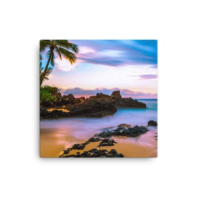 12x12 Maui Canvas Wall Art Print, Secret Wedding Beach Room Decor, Hawaii Makena Paako Cove Picture, Hawaiian Coastal Photo of Kihei for Office Living Room or Bedroom, Fine Art Photography
